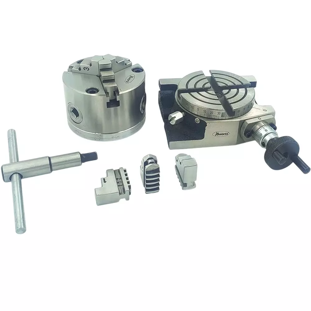 Assorts Rotary Table 75 mm (3 Inch) 80 mm 3 Jaw Self Centering Chuck 3 Slots