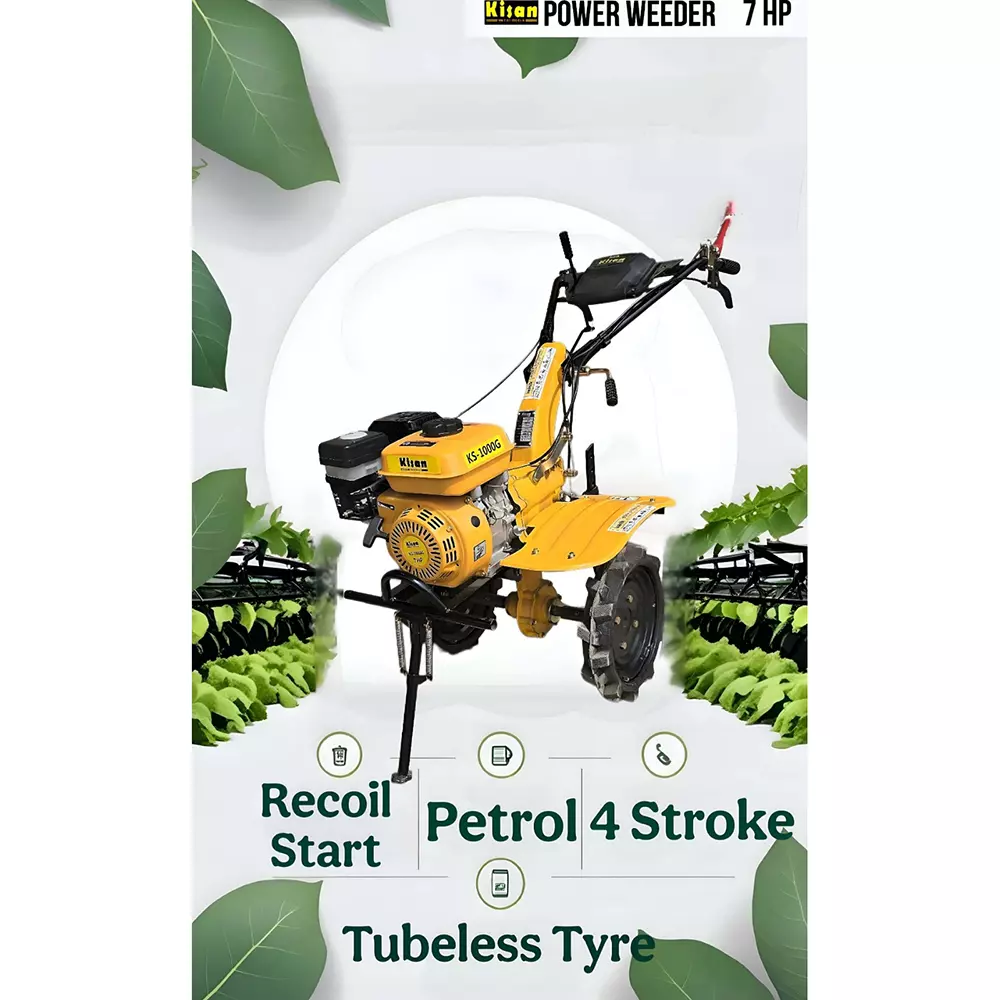 Kisan 7HP 4-Stroke Single Cylinder Air Cool Power Weeder, 1050G / 1000G