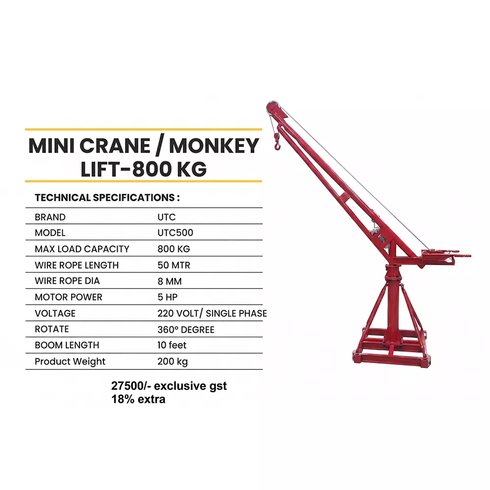 utc-mini-crane-frame-only-800-kg-load-capacity-and-10-feet-3048-m-boom-length-utc500