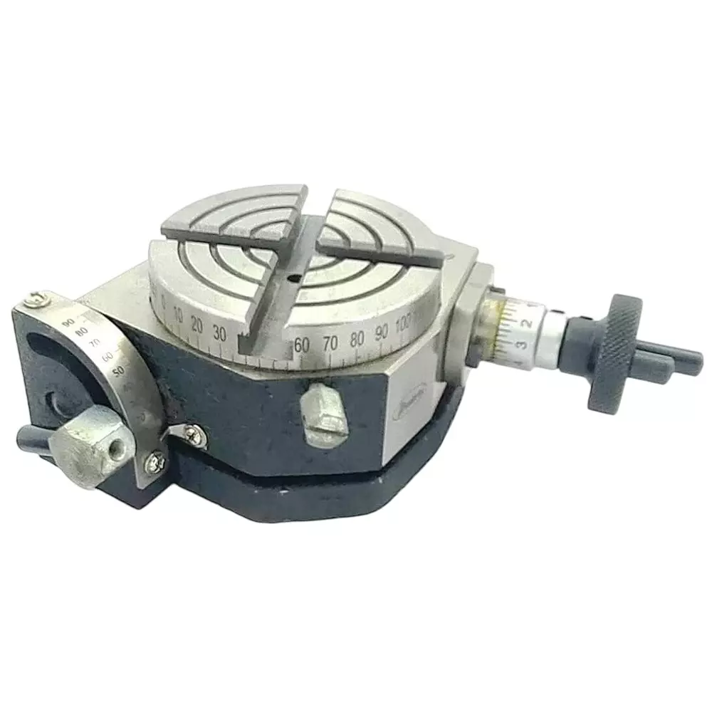 A.D INTERNATIONAL Rotary Milling Table Tilting 4 Slot with 3 inch (80 mm) Diameter and 5/16 inch (7.9 mm) Slot Width, CJ-P2D2-J9U3