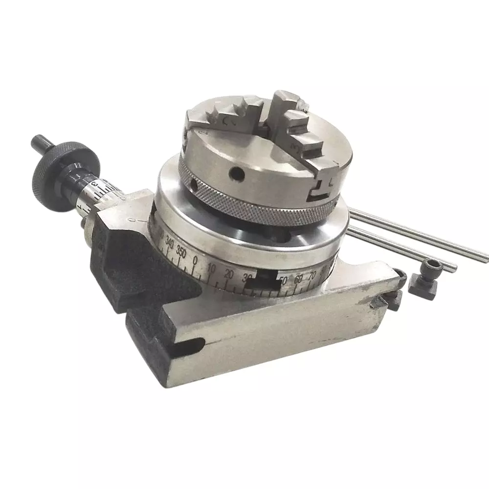 A.D INTERNATIONAL Rotary Table Size 3 inch (80 mm) 3 Jaw Self Centering Chuck Size 65 mm with Steel Back Plate and 3xM6 T-Nuts Bolts, GQ-9HH6-H985