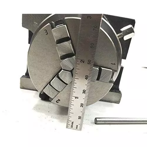 A.D INTERNATIONAL Rotary Table Size 3 inch (80 mm) 3 Jaw Self Centering Chuck Size 65 mm with Steel Back Plate and 3xM6 T-Nuts Bolts, GQ-9HH6-H985