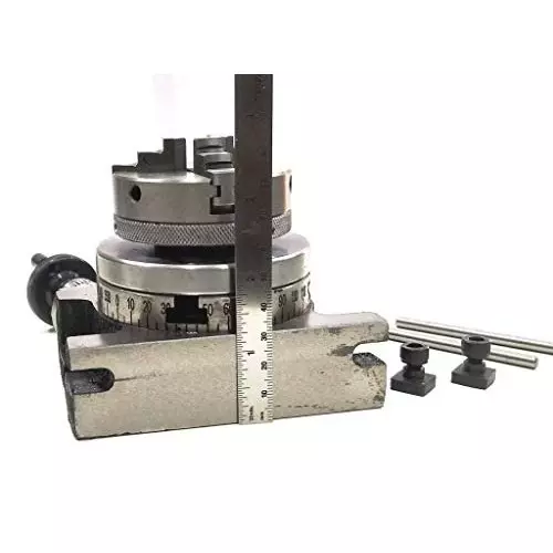 A.D INTERNATIONAL Rotary Table Size 3 inch (80 mm) 3 Jaw Self Centering Chuck Size 65 mm with Steel Back Plate and 3xM6 T-Nuts Bolts, GQ-9HH6-H985