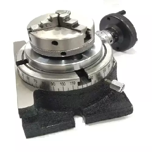 Assorts Precision Rotary Table 100 mm (4 Inch) with Tailstock, M6 Clamp Kit & Round Vice/Vise (with 65 mm 3 Jaws Self Centering Chuck)