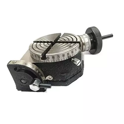 Assorts Quality Precision Tilting Milling Indexing Rotary Table 100 mm (4 Inch) with Small Chuck, Back Plate & Fixing T Nuts Bolts (with 65 mm 4 Jaw)