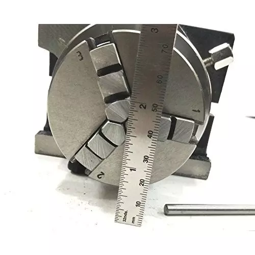 Assorts Rotary Table 80 mm (3 Inch) with ER16 Collet Adaptor, M6 Clamp Kit, Round Vice, Tailstock & A Chuck With Back Plate & Fixing Tnuts (With 65 mm 3 Jaw)