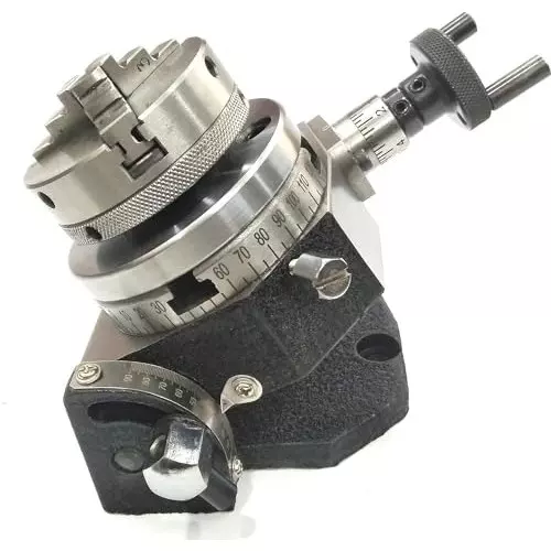 Assorts Tilting Rotary Table 80 mm (3 Inch) with 65 mm 3 Jaws Self Centering Chuck, Suitable Back Plate & T Nuts Bolts & Tailstock