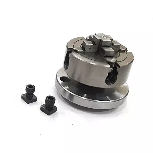 Assorts Tilting Rotary Table 80 mm (3 Inch) with 70 mm 4 Jaw Independent Chuck, Suitable Back Plate & T Nuts Bolts, Tailstock & M6 Clamp Kit