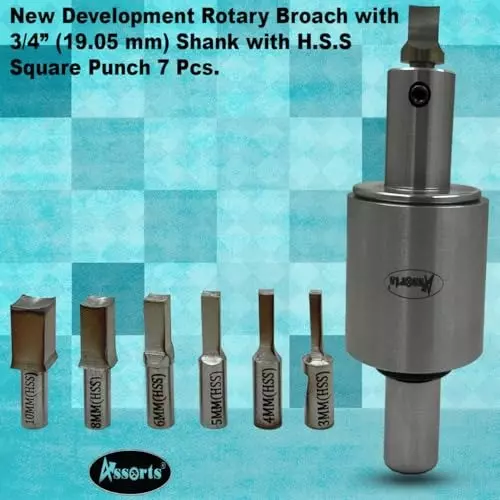 Assorts Metric Rotary Broach Set Straight 12, 10, 8, 6, 5, 4, 3 mm Square Punch Size for Lathe Metalworking