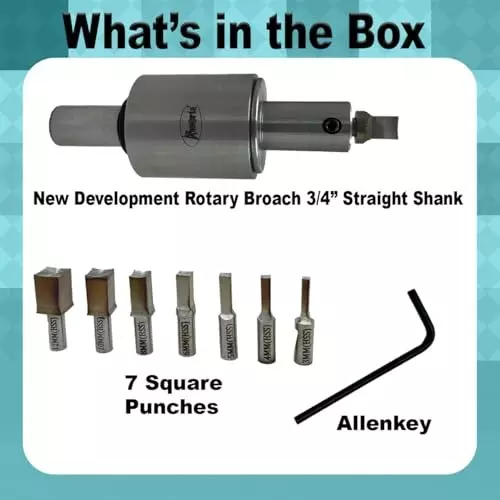Assorts Metric Rotary Broach Set Straight 12, 10, 8, 6, 5, 4, 3 mm Square Punch Size for Lathe Metalworking