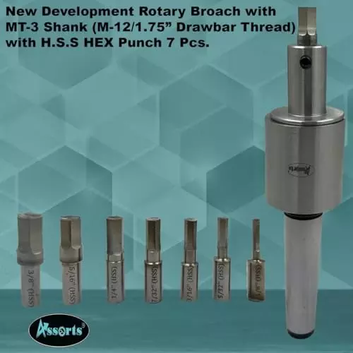 Assorts Precision Rotary Broach Holder Set M12x1.75 mm Drawbar Size for Lathe Metalworking