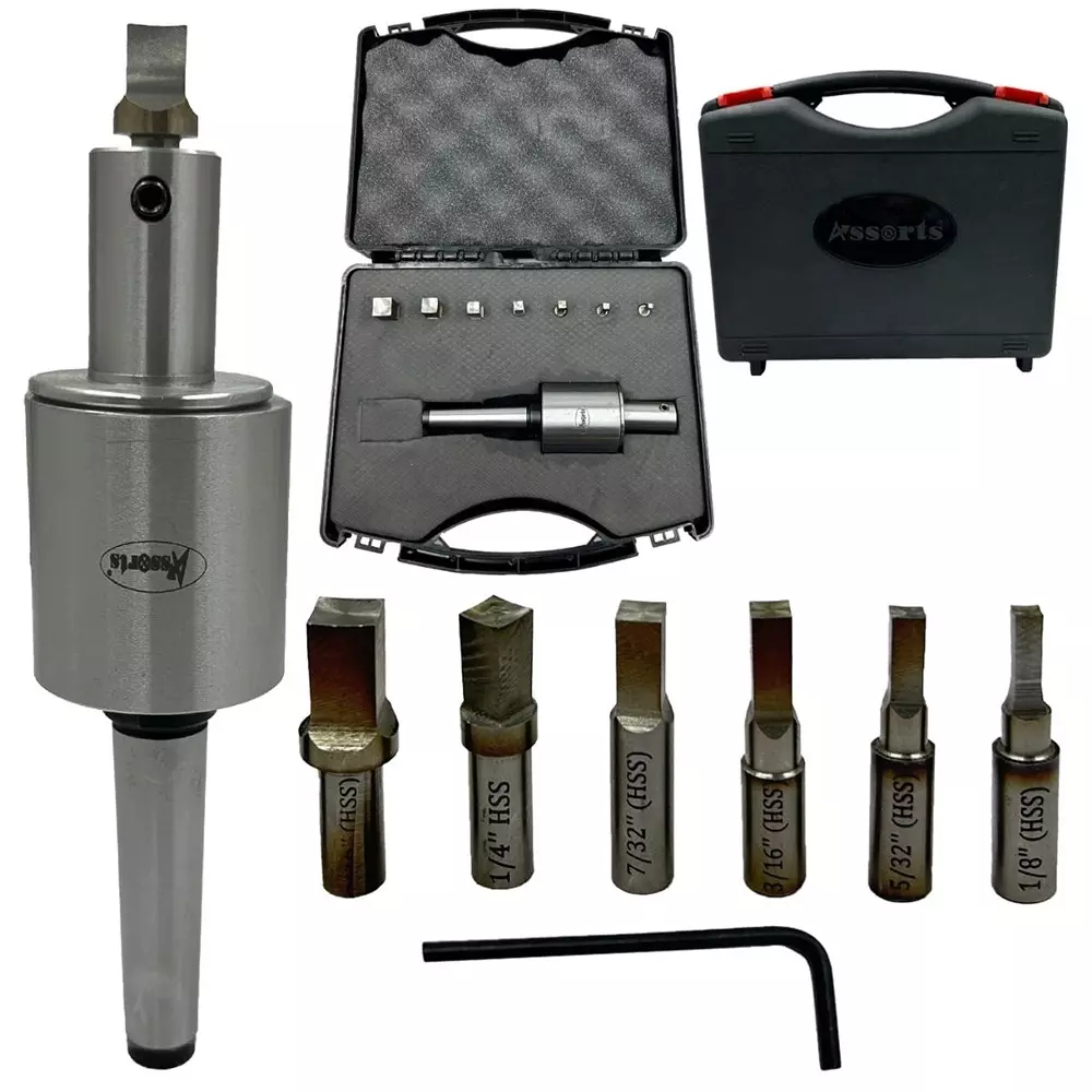 Assorts Precision Rotary Broach Set 2MT Shank M10x1.5 mm Drawbar with 7 Pcs HSS Square Punch Set