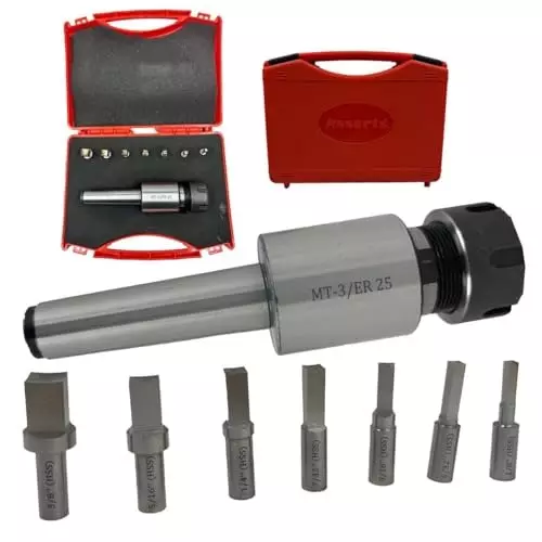 Assorts Rotary Broach Tool Steel ER-25 Adapter MT3 Shank with 7-Square Broaches Set