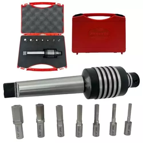 Assorts Rotary Broach MT-3 Morse Taper Shank with 7 Hex Punches Set