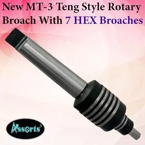 Assorts Rotary Broach MT-3 Morse Taper Shank with 7 Hex Punches Set