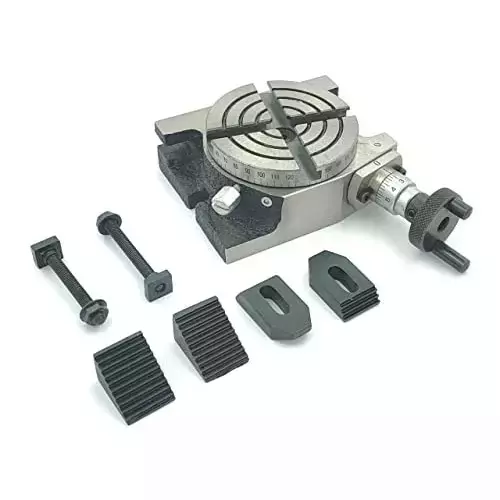 Buyohlic International Rotary Table Size 3 inch (80 mm) with M6 Clamp Kit for Milling Machine, 4V-JVFV-Z78I
