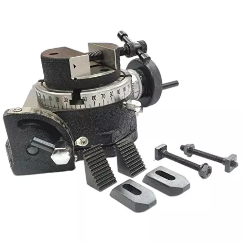 Assorts Quality Precision Tilting Milling Indexing Rotary Table 100 mm (4 Inch) with M6 Clamp Kit & Round Vice