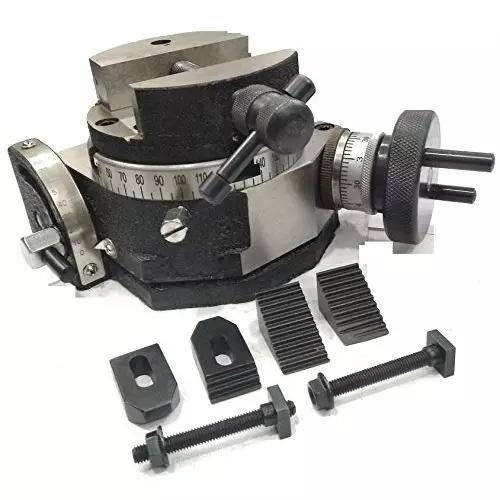Assorts Quality Precision Tilting Milling Indexing Rotary Table 100 mm (4 Inch) with M6 Clamp Kit & Round Vice