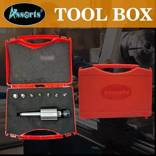 Assorts Rotary Broach Set ER16 Adapter Teng Style 2MT with 7 Square Broaches for Lathe Metalworking