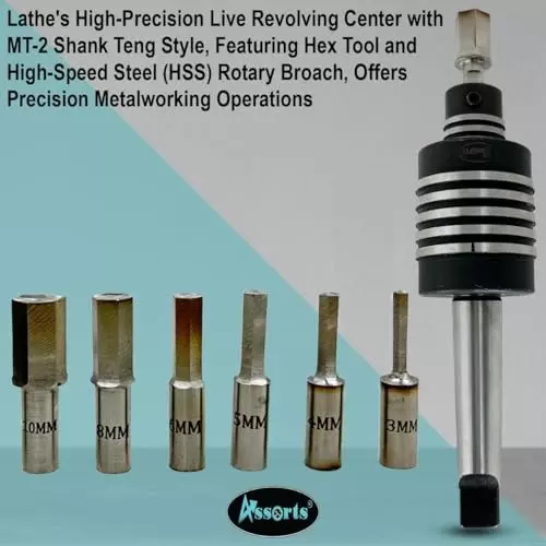 Assorts Rotary Broaching Live Center Set Teng Style 2MT 9.52x7.93x6.35x5.55x4.76x3.96x3.17 mm for Lathe Metalworking
