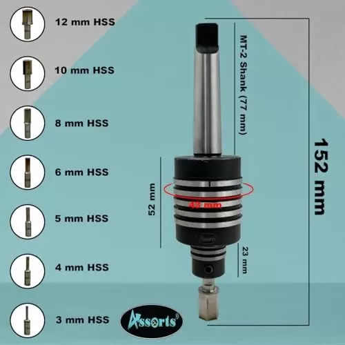 Assorts Rotary Broaching Live Center Set Teng Style 2MT 9.52x7.93x6.35x5.55x4.76x3.96x3.17 mm for Lathe Metalworking