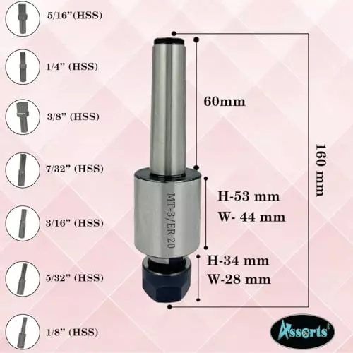 Assorts Rotary Broach Kit ER20 Adapter 3MT for CNC and Milling Operation