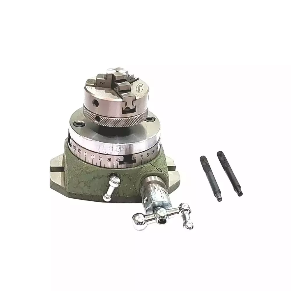 Buyohlic International Watchmaker's Rotary Table Diameter 2.75 inch (72 mm) and 2 Slot Base With 50 mm 3 Jaw Self Centering Chuck and Backplate, RM-FTM4-IBA6