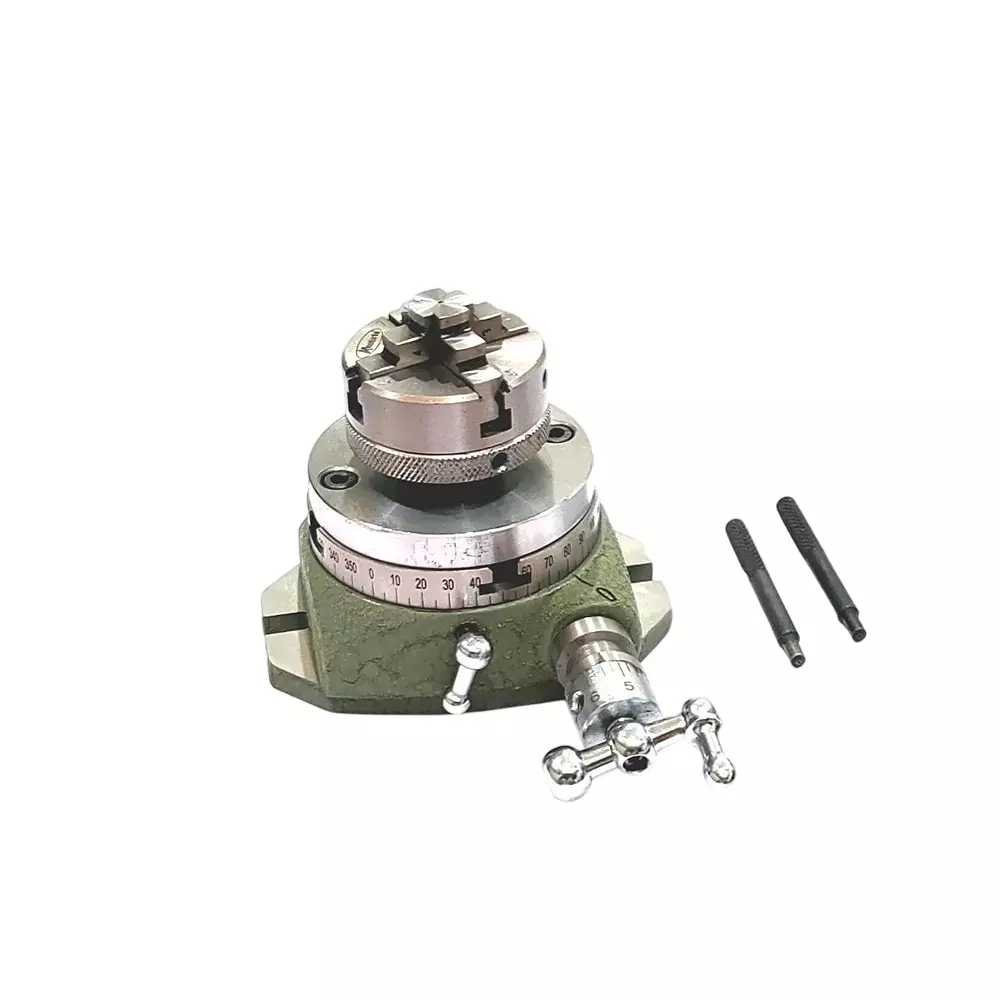 A.D INTERNATIONAL Watchmaker's Rotary Table Diameter 2.75 inch (72 mm) and 2 Slot Base With 50 mm 4 Jaw Self Centering Chuck and Backplate, OP-KDNM-3NBY