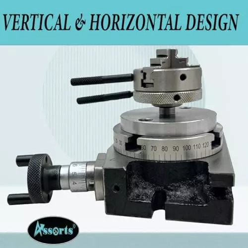 Assorts Low Profile Milling Rotary Table 80 mm (3 Inch) 65 mm 3 Jaws with Back Plate & Fixing T Nuts