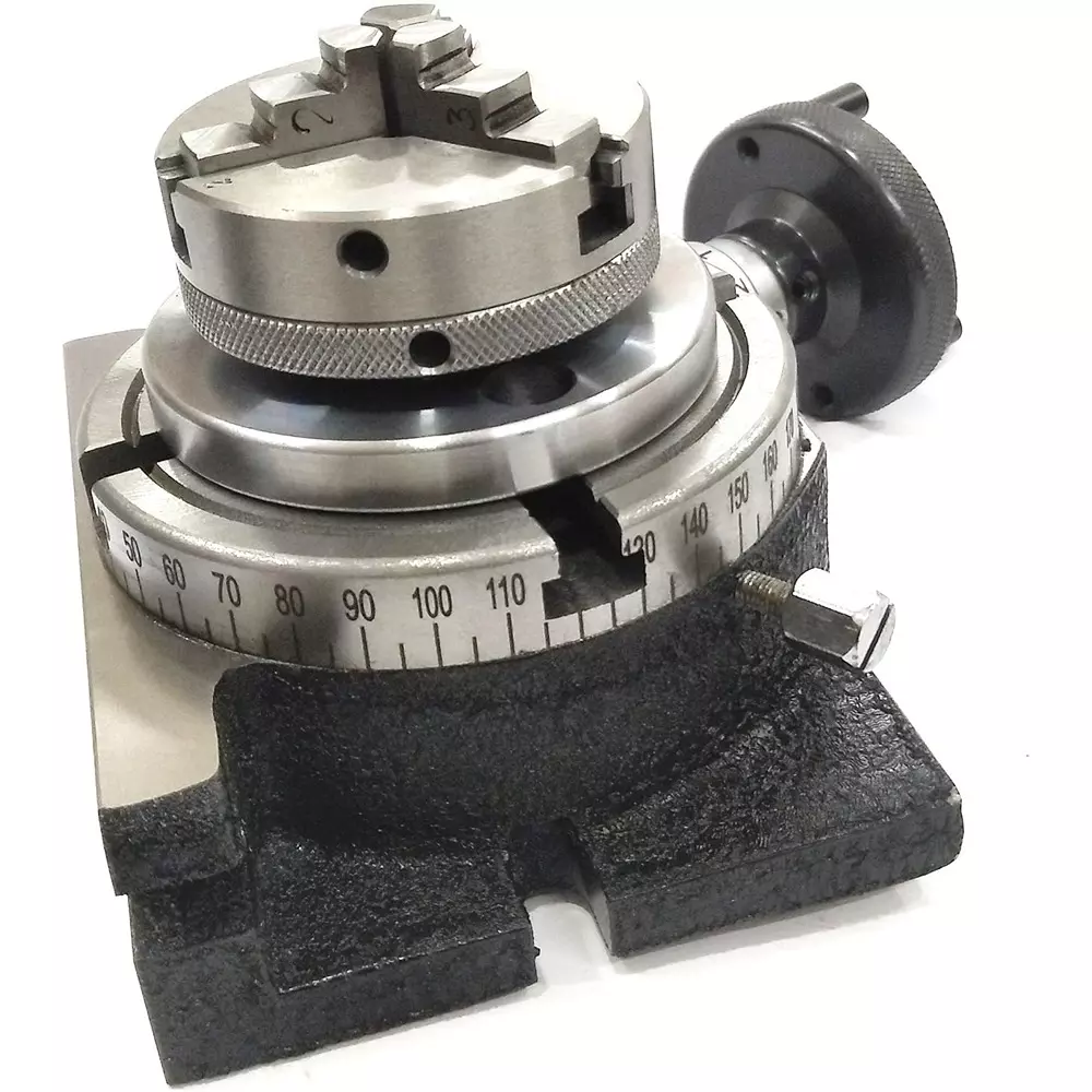 Assorts Precision Rotary Table 100 mm (4 Inch) with Small Chuck & Fixing T Nut Bolts
