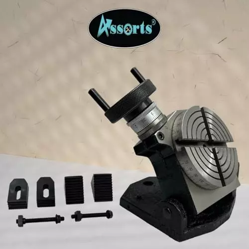 Assorts Quality Precision Tilting Milling Indexing Rotary Table 100 mm (4 Inch) with M6 Clamp Kit & Round Vice (with 80 mm Round Vice)