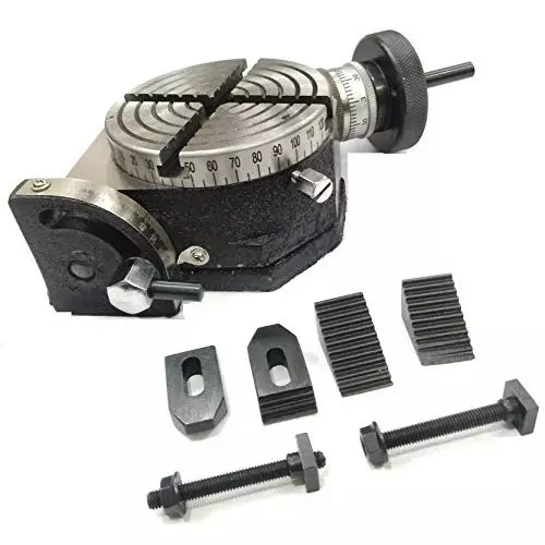 Assorts Quality Precision Tilting Milling Indexing Rotary Table 100 mm (4 Inch) with M6 Clamp Kit, Tailstock & Round Vice (with 80 mm Round Vice)
