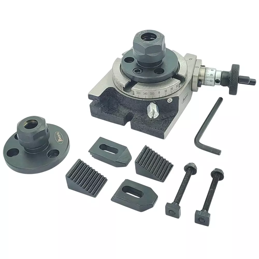 Assorts Regular Rotary Table 80 mm (3 Inch) with ER16 & 20 Collet Adaptor with M6 Clamp Kit