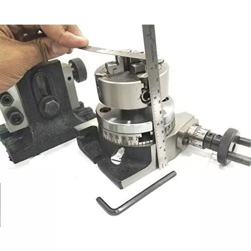 Assorts Rotary Table 80 mm (3 Inch) with ER16 & ER20 Collet Adaptor, M6 Clamp Kit, Round Vice, Tailstock & A Chuck With Back Plate & Fixing Tnuts (With 70 mm)
