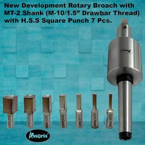 Assorts Metric Rotary Broach Set 2MT Shank M10x1.5 mm Drawbar Size for Lathe Metalworking