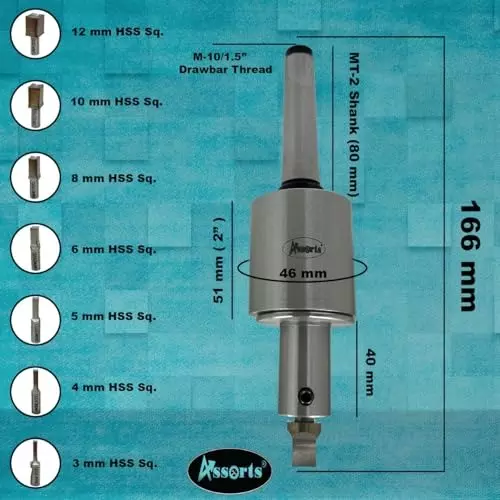 Assorts Metric Rotary Broach Set 2MT Shank M10x1.5 mm Drawbar Size for Lathe Metalworking