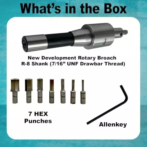 Assorts Metric Rotary Broach Set R8 11.11 mm (7/16 Inch) UNF Drawbar Size for Lathe Metalworking