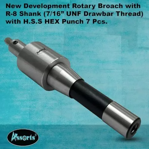 Assorts Metric Rotary Broach Set R8 11.11 mm (7/16 Inch) UNF Drawbar Size for Lathe Metalworking