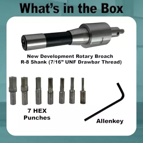 Assorts Precision Rotary Broach Set R8 Shank 11.11 mm (7/16 Inch) UNF Size for Lathe Metalworking