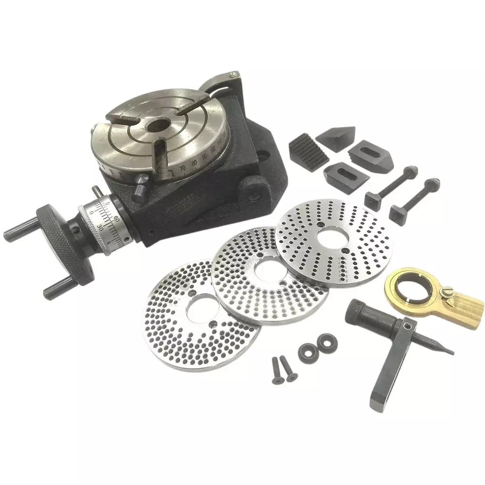 Assorts Tilting Rotary Table 100 mm (4 Inch) 2MT with Dividing Plate & Clamp Kit