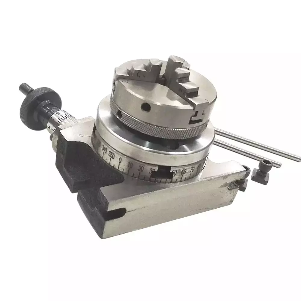 Buyohlic International Rotary Table Size 3 inch (80 mm) 3 Jaw Self Centering Chuck Size 65 mm with Steel Back Plate and 3xM6 T-Nuts Bolts, GQ-9HH6-H985