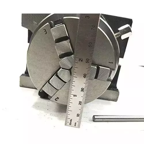 Buyohlic International Rotary Table Size 3 inch (80 mm) 3 Jaw Self Centering Chuck Size 65 mm with Steel Back Plate and 3xM6 T-Nuts Bolts, GQ-9HH6-H985