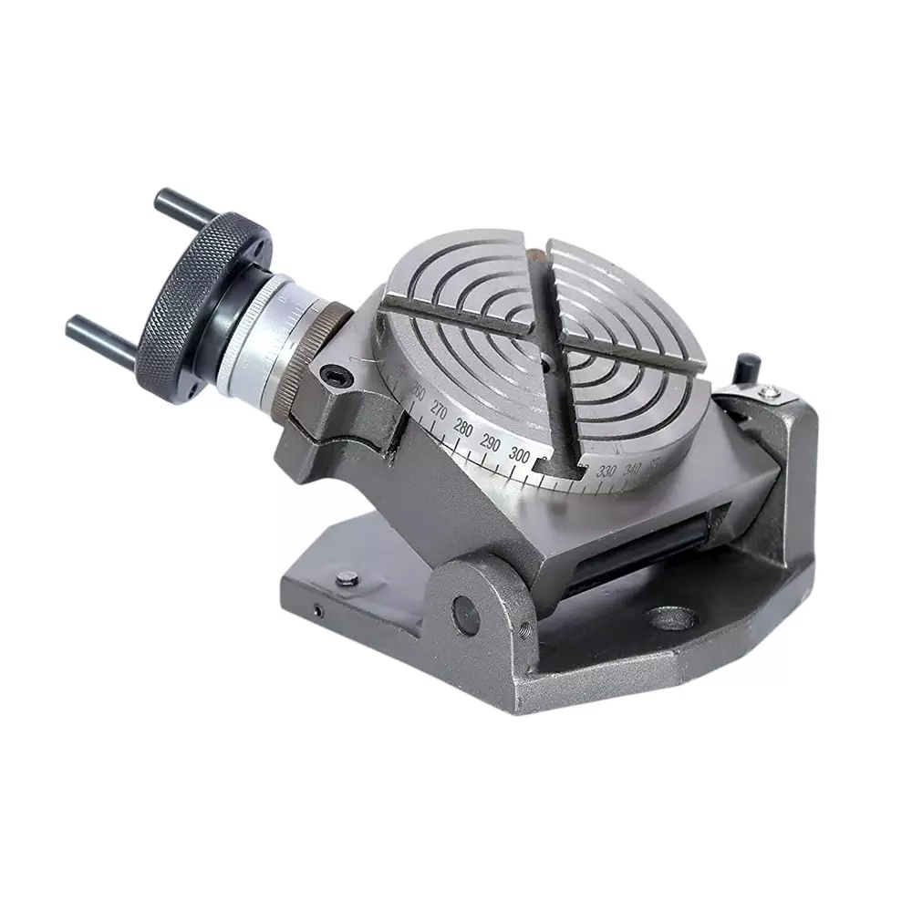 A.D INTERNATIONAL Rotary Milling Table Tilting 4 Slot with Horizontal and Vertical Mounting and 4 inch (100 mm) Table Diameter, WE-I6FM-0QO4