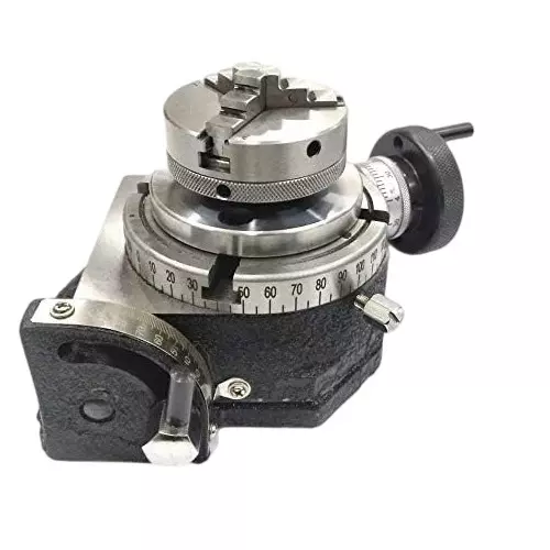 Assorts Quality Precision Tilting Milling Indexing Rotary Table 100 mm (4 Inch) with M6 Clamp Kit & Round Vice (with 65 mm 3 Jaw)