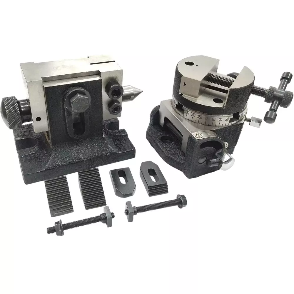 Assorts Tilting Rotary Table 80 mm (3 Inch) with Round Vice, Suitable M6 Clamp Kit & Tailstock