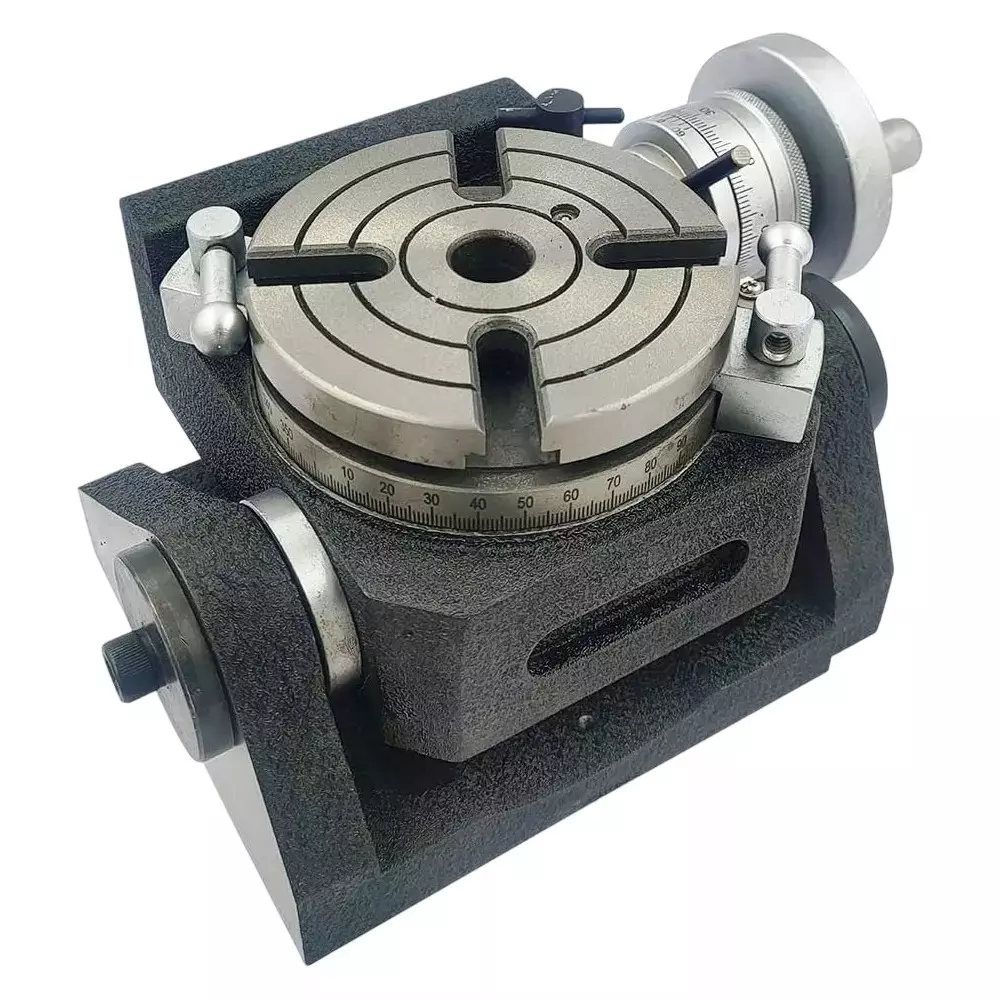 Buyohlic International Rotary Milling Table 4 Slot Tilting Horizontal Vertical 4 inch (110 mm) Table Diameter and MT2 Centre Bore, 20-RT-501