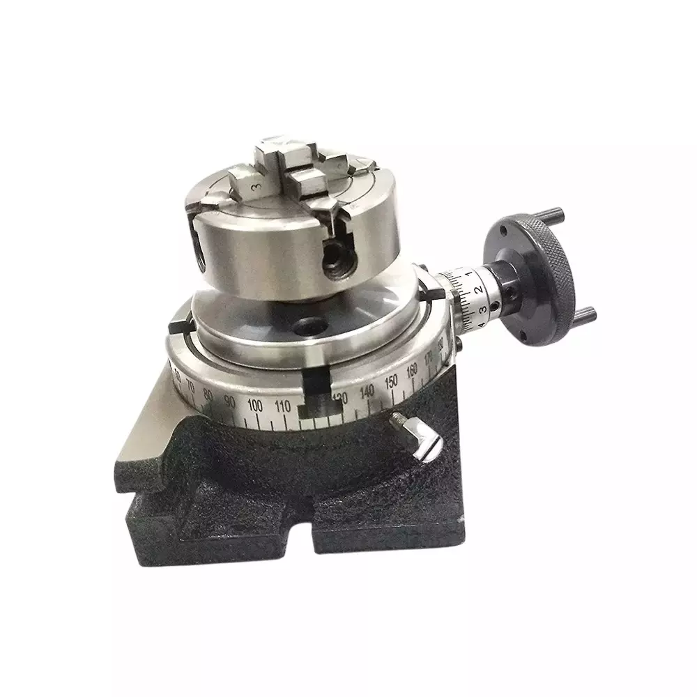 Buyohlic International Rotary Table Diameter 4 inch (100 mm) with Small 70 mm 4 Jaw Chuck, Back Plate and T Nuts, XD-P9HA-WJJN