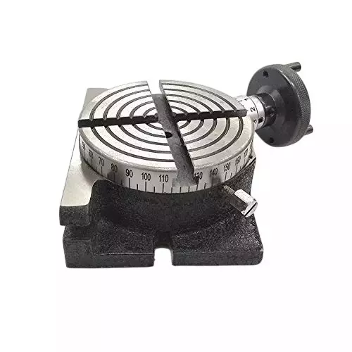 Buyohlic International Rotary Table Diameter 4 inch (100 mm) with Small 70 mm 4 Jaw Chuck, Back Plate and T Nuts, XD-P9HA-WJJN