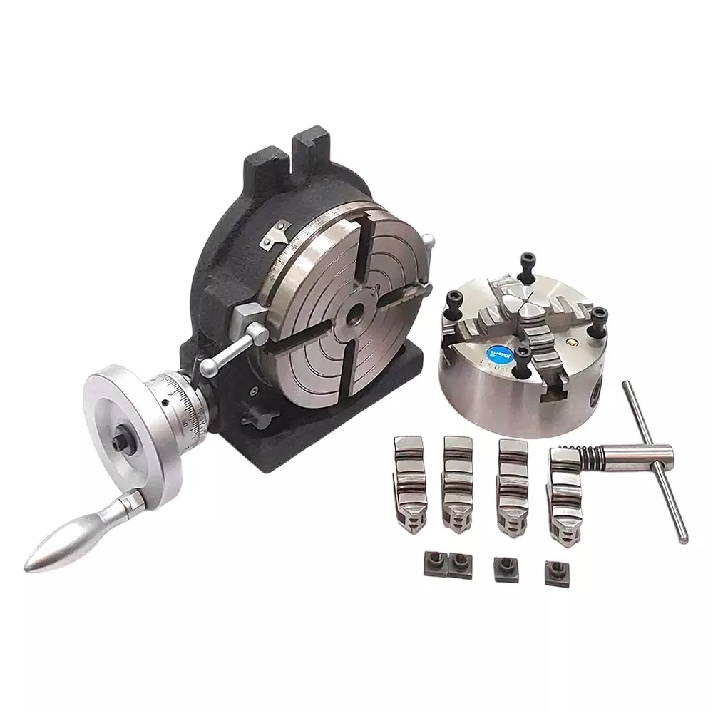 A.D INTERNATIONAL HV6 Rotary Table Horizontal Vertical with 6 inch (150 mm) Table Diameter 125 mm 4 Jaw Self Centering Chuck with Reversible Jaws, 75-DX2V-X93C