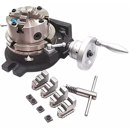 A.D INTERNATIONAL HV6 Rotary Table Horizontal Vertical with 6 inch (150 mm) Table Diameter 125 mm 4 Jaw Self Centering Chuck with Reversible Jaws, 75-DX2V-X93C